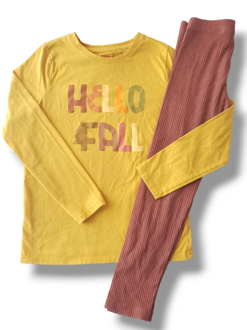 Girls 6-7 Hello Fall Autumn Outfit Leggings Set C&J ON
